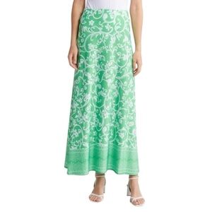 NWOT Vince Camuto Floral Print Maxi Skirt in Jolly Green SZ M Made in America